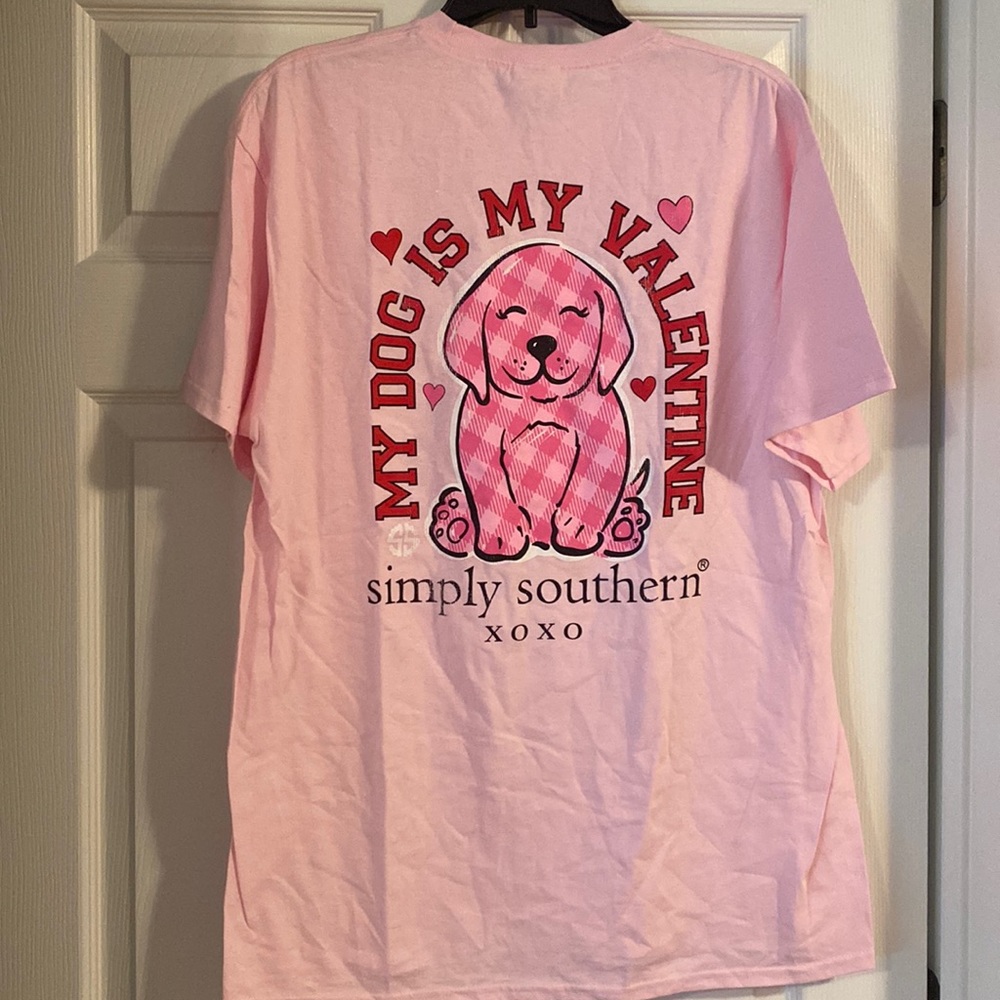 Simply Southern “My Dog is my Valentine” short sleeve tee pink
